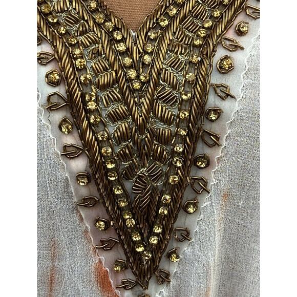 Soft Surroundings NWT Small Embroidered‎ Beaded V-Neck Long Sleeve Top/Tunic - Picture 4 of 11